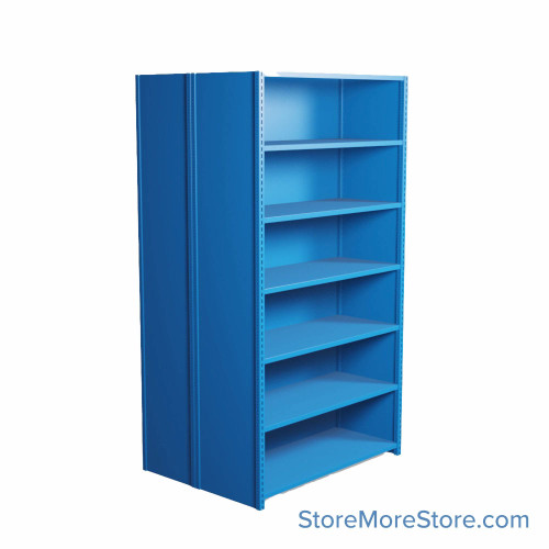 Industrial Shelving, 48" W x 36" D x 87" H, Closed Back-to-Back Shelving, 14 Shelves
